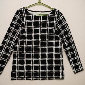 Talbots Petite MP womens black white top office casual